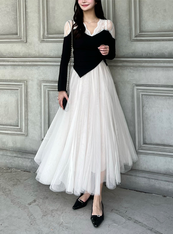 ボリュームロングチュールスカート[at118] | レディースファッション