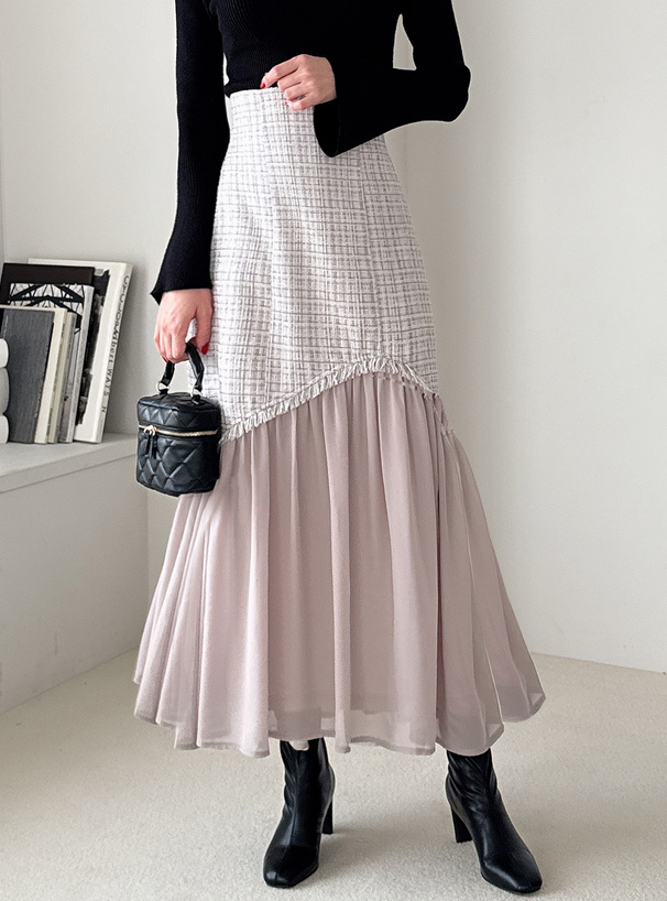 ツイード切り替えマーメイドフレアスカート[gc272] | レディース
