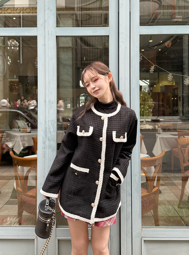 モールツイードノーカラービッグジャケット[dk1320] | レディース