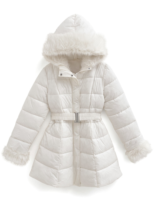 ベルト付きファーAラインダウンコート[kd79] | レディースファッション