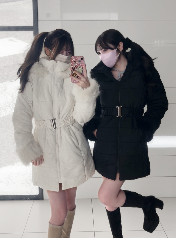 ベルト付きファーダウンコート[kd13] | レディースファッション通販の