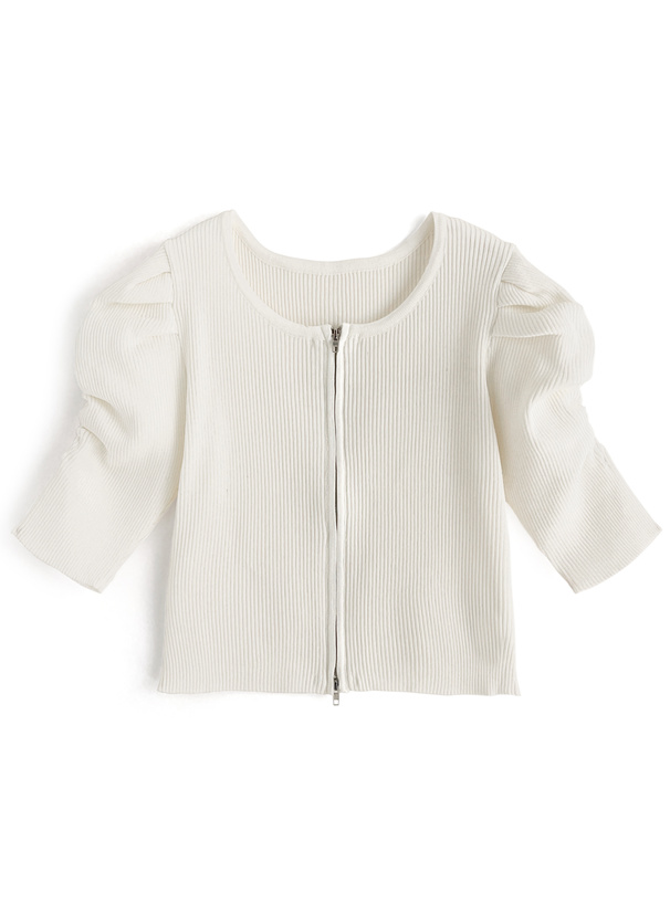 ダブルジップパワーショルダーニットトップス[kz475] | レディース