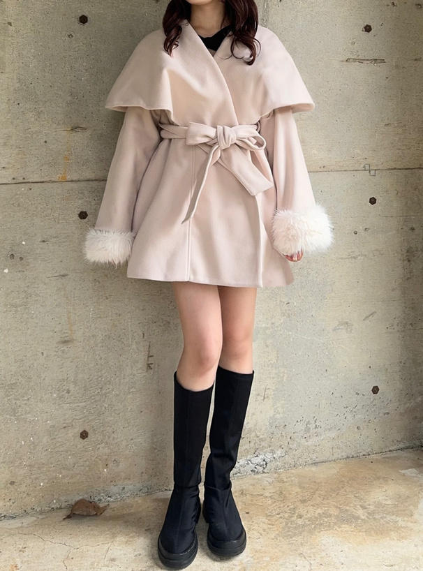 2Wayファー付きベルトガウンコート[kz577] | レディースファッション