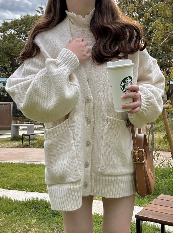 ウールMIXモヘヤタッチニットカーディガン[kz220] | レディース