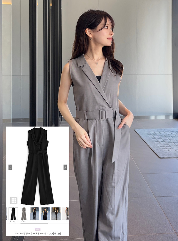 ベルト付きテーラードオールインワン[nh121] | レディースファッション