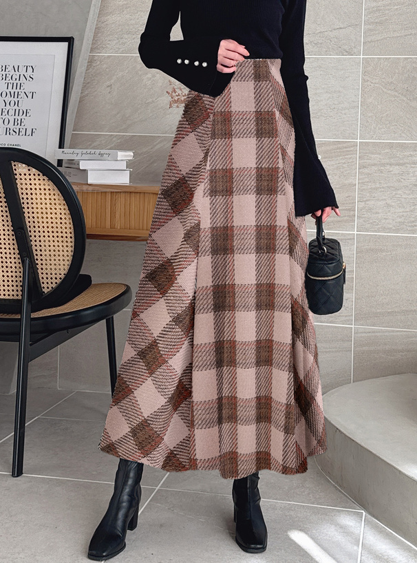 ツイードチェックロングフレアスカート[tu1442] | レディース