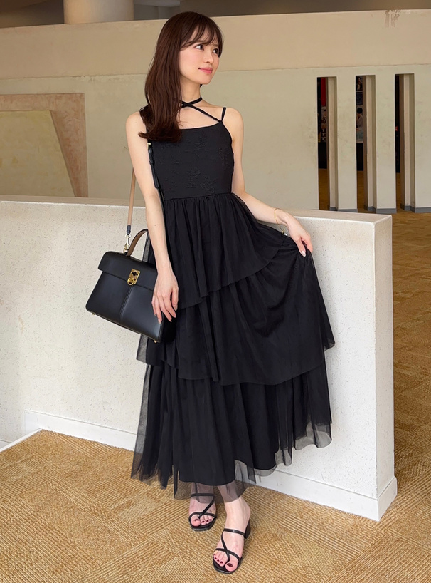 花柄ジャガードチュールキャミワンピース[tu1694] | レディース