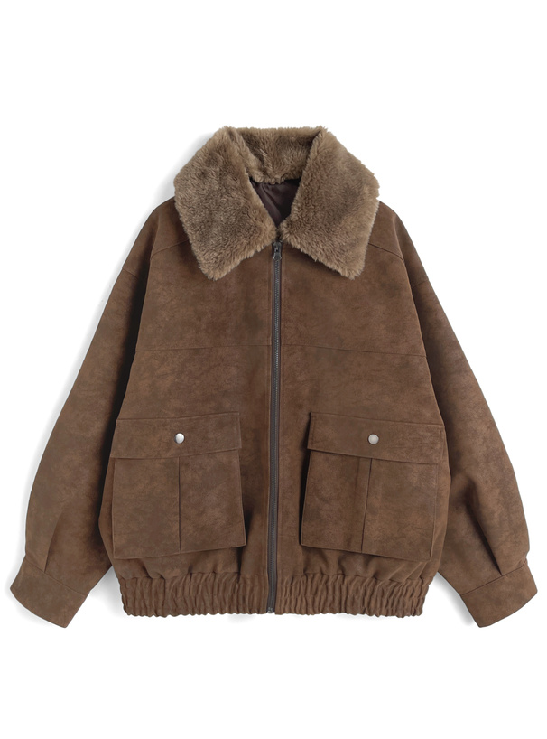 ファーティペット付きレザージャケット[tu1806] | レディース