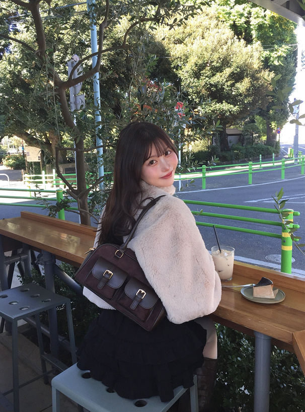 レザーコンビスエードポケットボストンバッグ[tr1024] | レディース