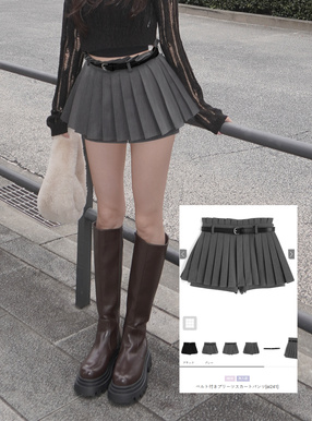 ベルト付きプリーツスカートパンツ[ai241] | レディースファッション