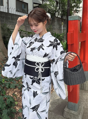 モノトーン百合浴衣セット[gi1326] | レディースファッション通販の
