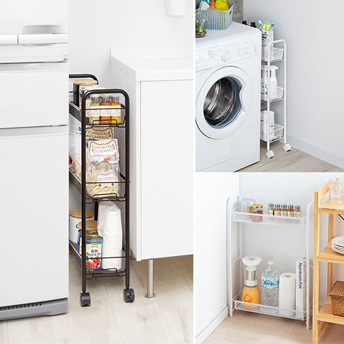 キッチンワゴン（3段・スリム・キャスター付き・移動式・組立簡単