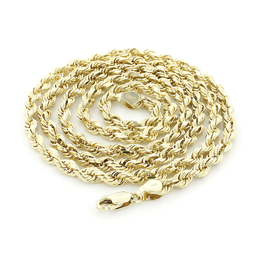 Hollow 10K Yellow Gold Rope Chain 2mm 22-26in 890868