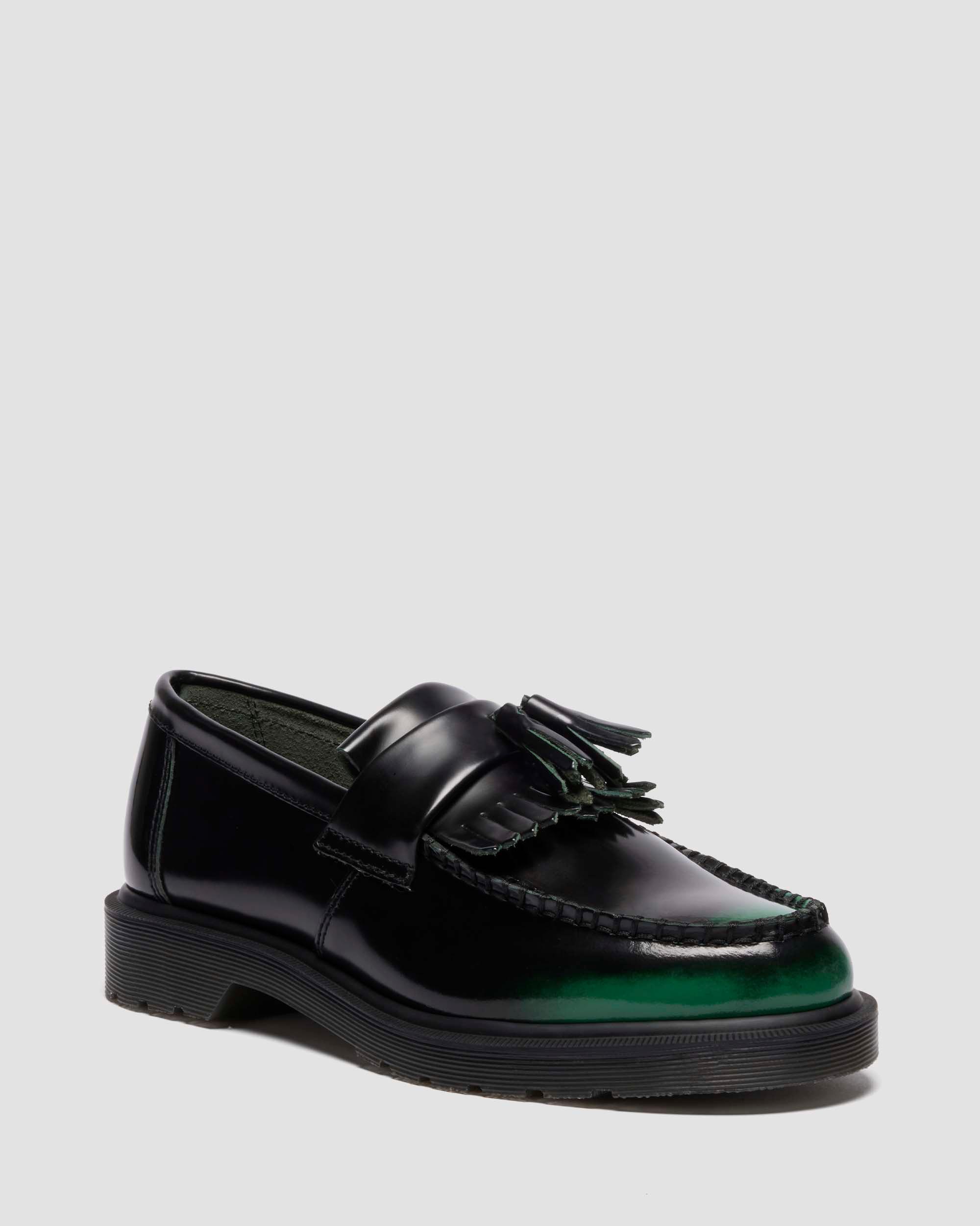 Adrian Tassel Arcadia Rub Off Leather Loafers in Green | Dr. Martens