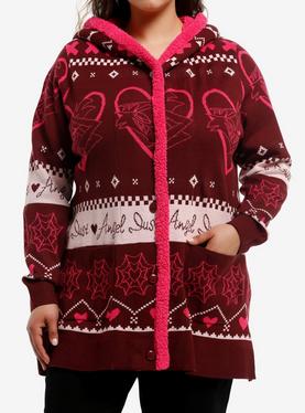 Hazbin Hotel Angel Dust Fair Isle Sherpa Open Cardigan Plus Size