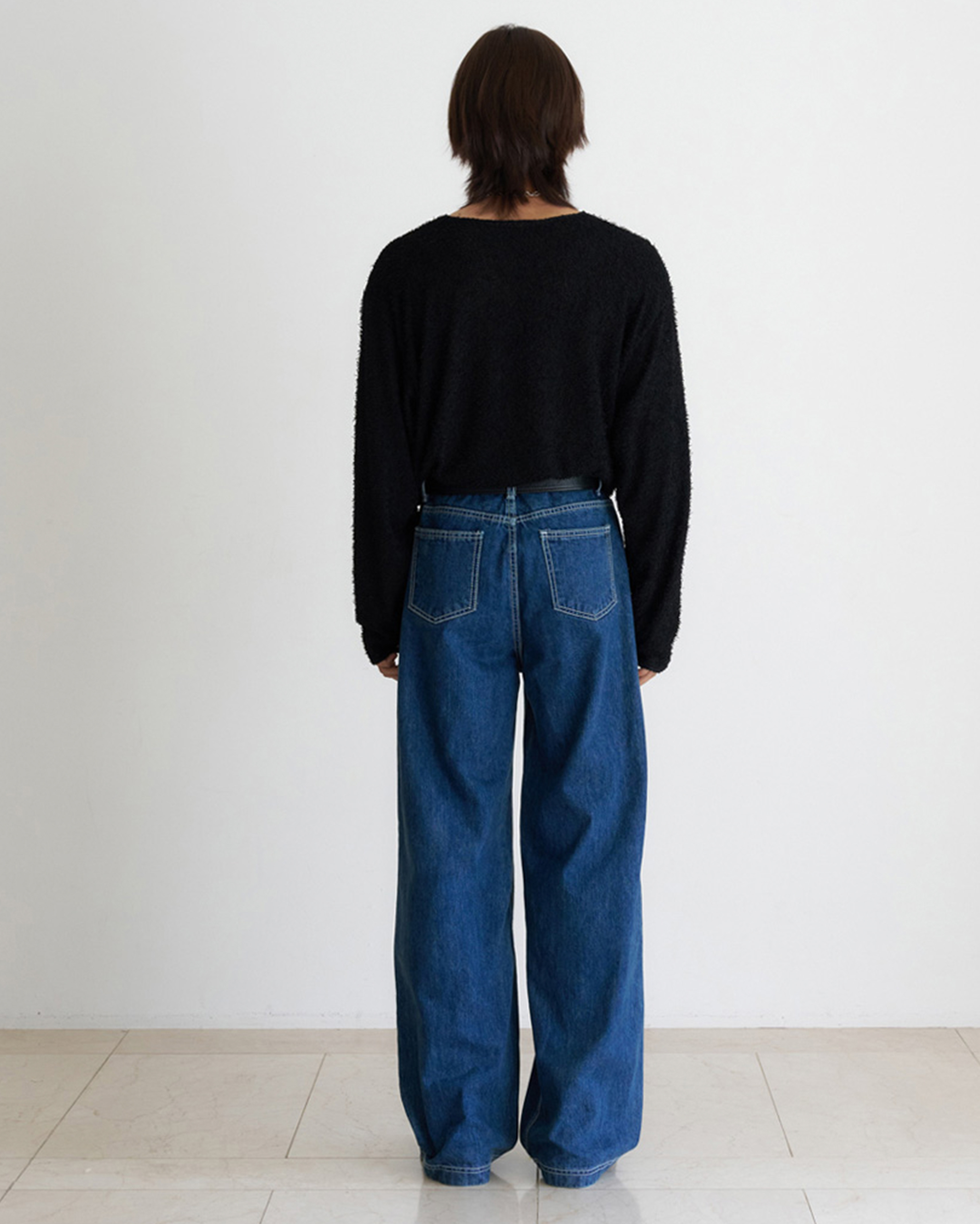 12回再販](ORIGINAL) ピンタックストレートデニムパンツ (medium blue