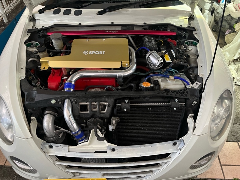 L880K白コペン D-SPORT アルミエンジンカバー取り付け（ダイハツ