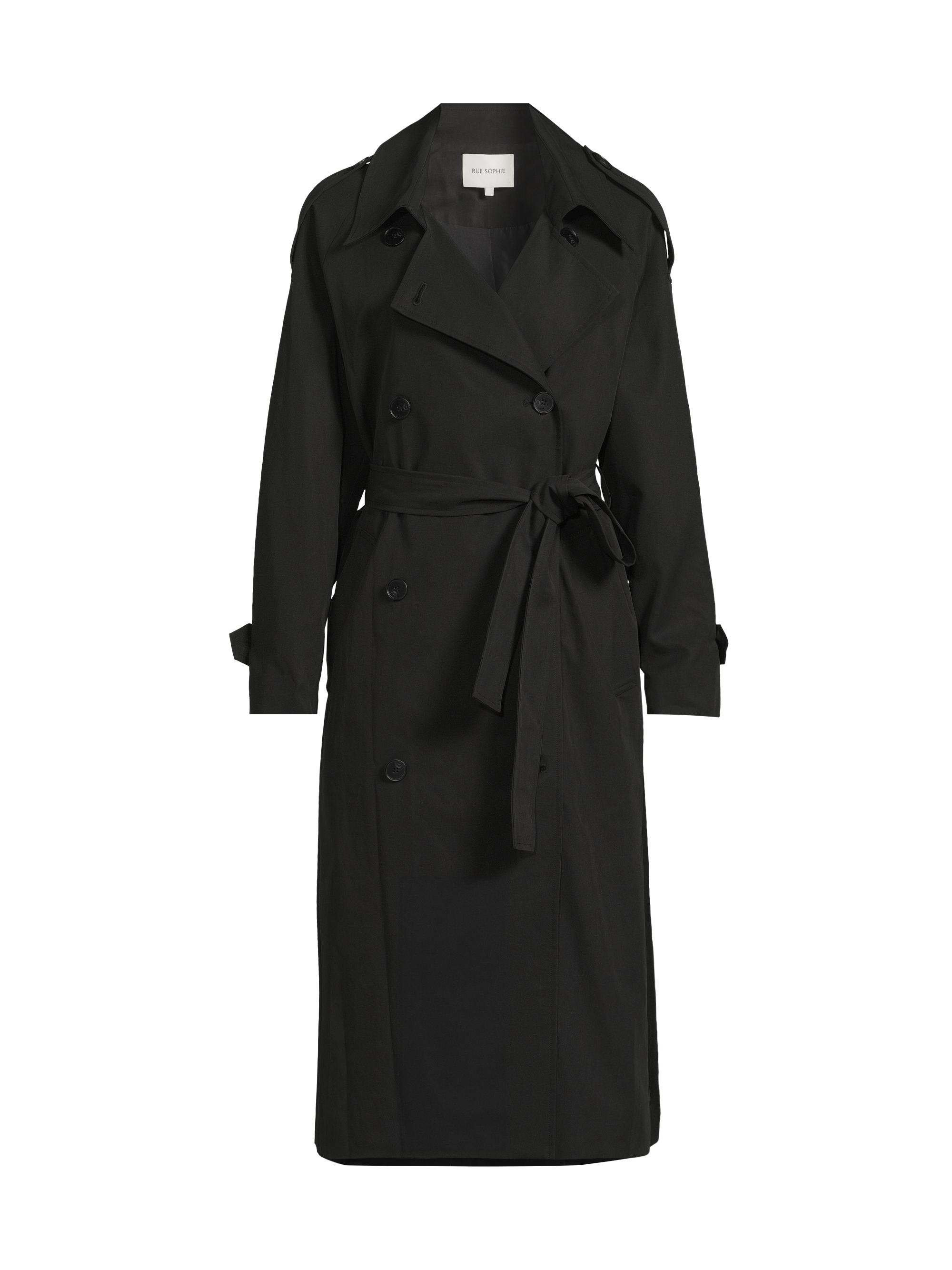 SEQUEL FISHTAIL TRENCH COAT BLACK M 黒 Double Breasted Trench
