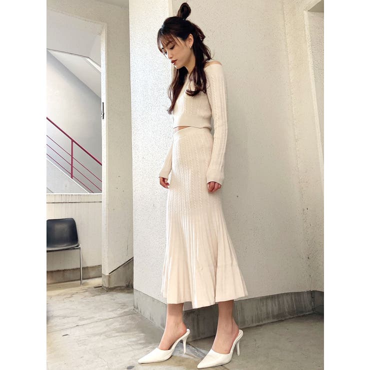 SETUP着用可】マーメイドケーブルニットスカート[品番：MKSW0042618