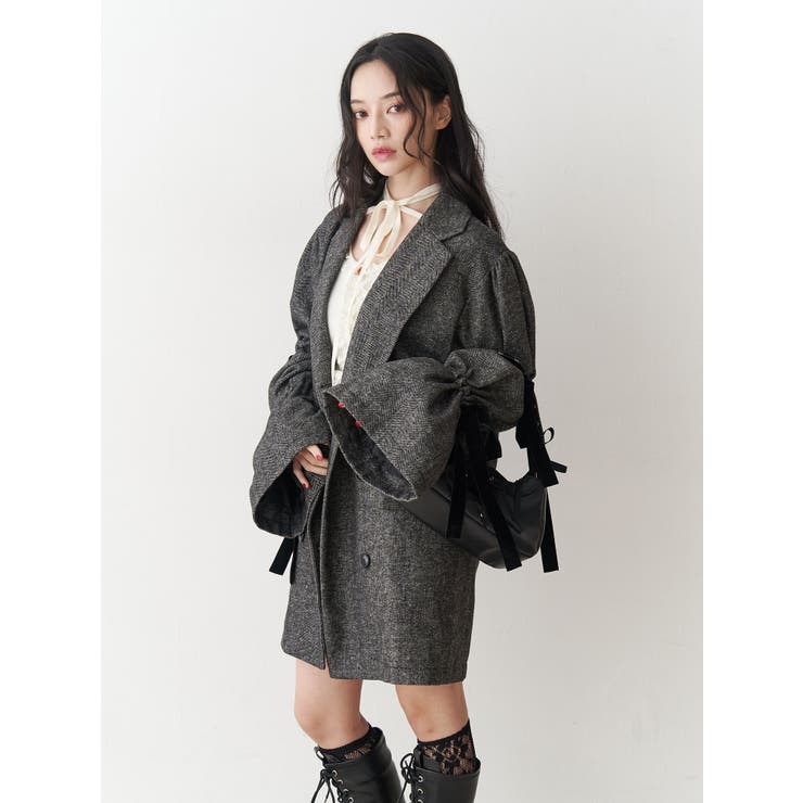 スリーブリボンジャケットコート[品番：MKSW0066637]｜jouetie