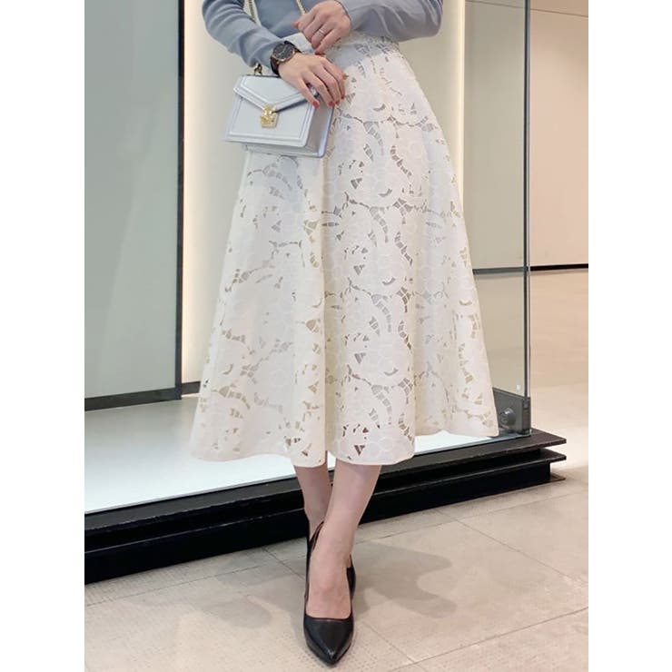 フラワーレースフレアスカート[品番：MKSW0027553]｜MERCURYDUO