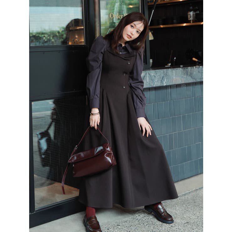 久間田琳加コラボ】シャツベアドッキングワンピース[品番：MKSW0068433