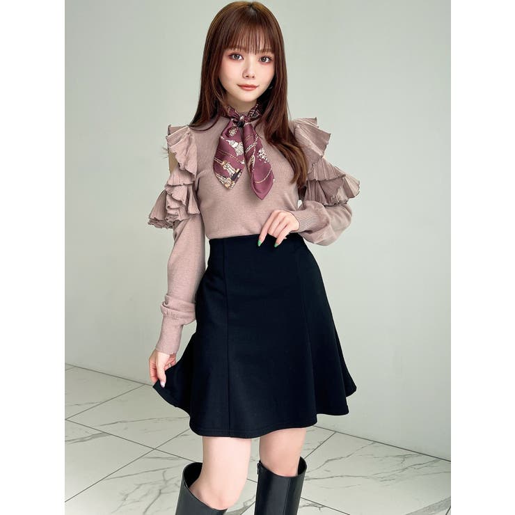 ラッフルフリルスカーフニットトップス[品番：MKSW0052847]｜RESEXXY