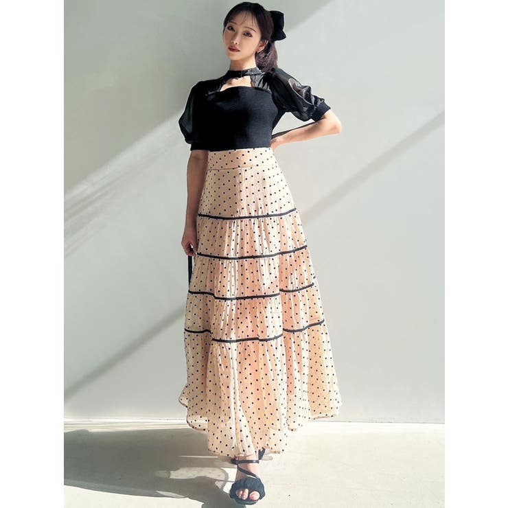 ドットティアードフレアスカート[品番：MKSW0063641]｜RESEXXY