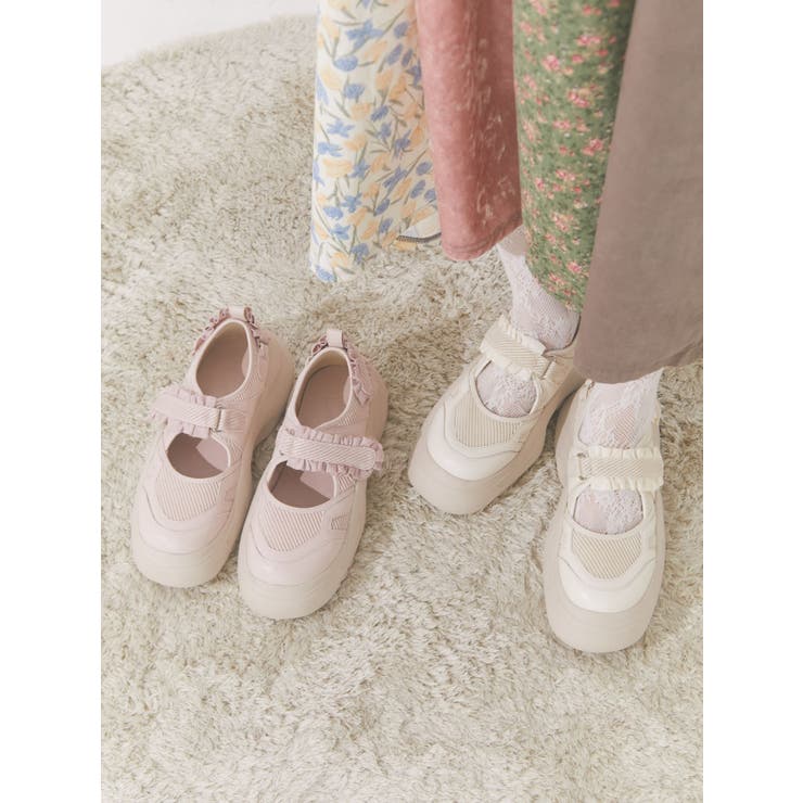 フリルメッシュベルクロスニーカー[品番：MKSW0053807]｜merry jenny