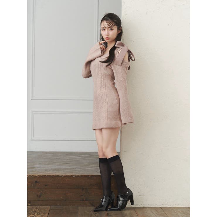 リボンオフショルミニワンピース[品番：MKSW0061854]｜EATME