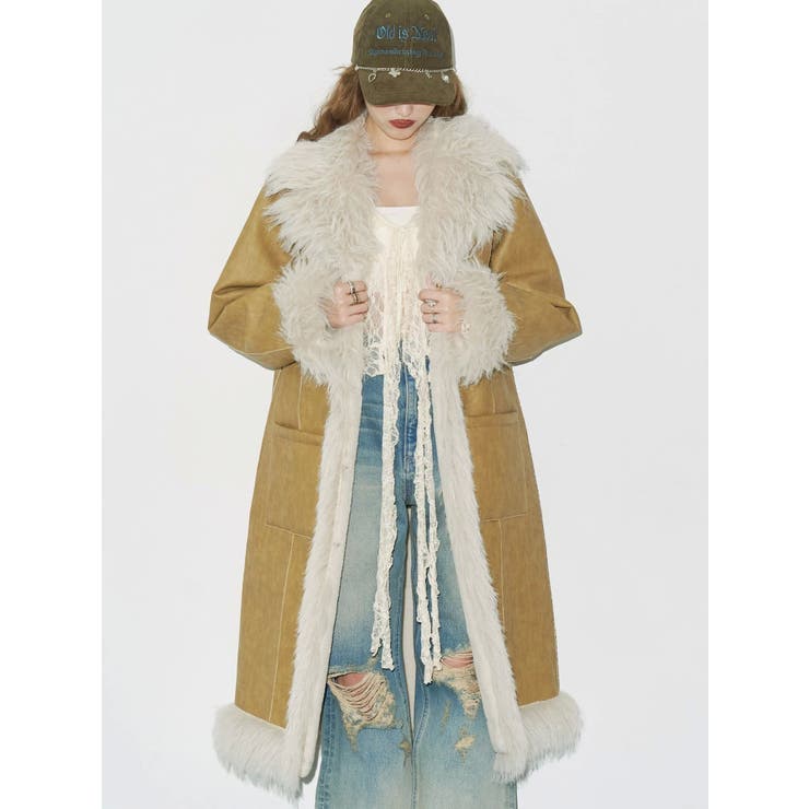 フェイクファームートンロングコート[品番：MKSW0066940]｜EVRIS