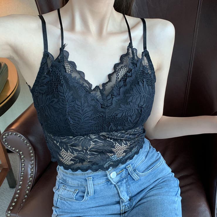 総レースキャミソール Vネック チラ見せ[品番：II000006442