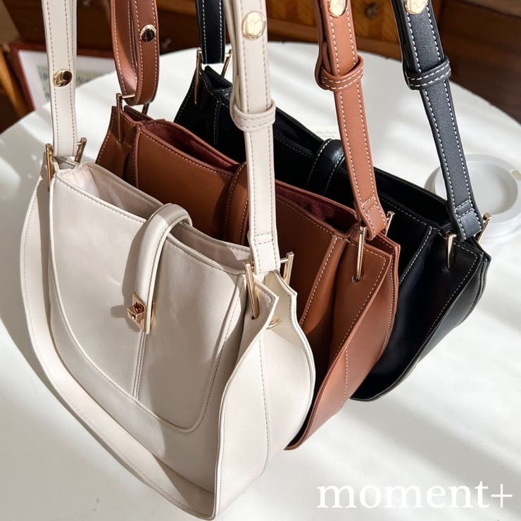 配色ステッチワンハンドラウンドショルダーバッグ[品番：ERMW0004131