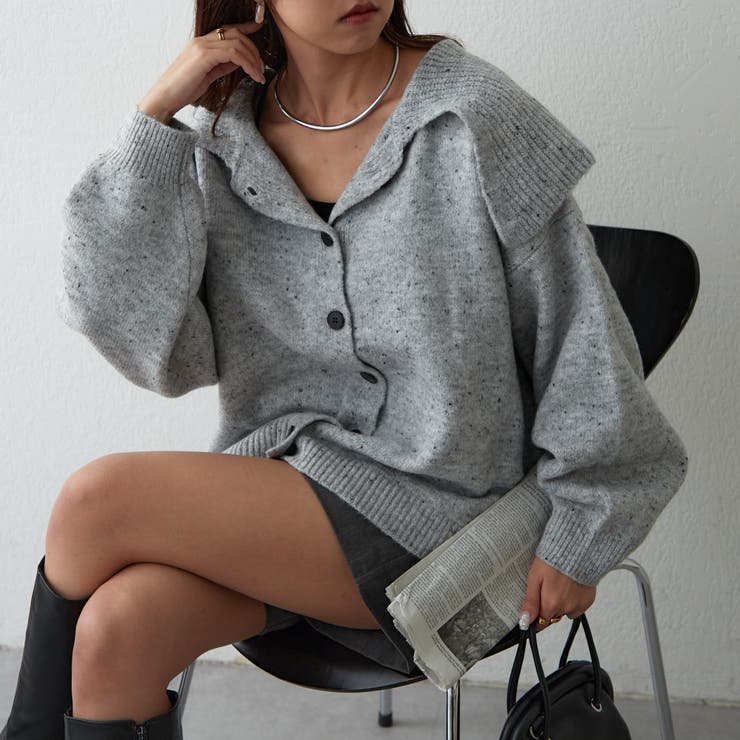 襟付きニットカーディガン[品番：OLOW0014451]｜RMAF NICE CLAUP