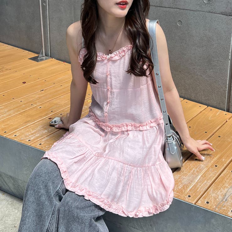 chipi2xセレクト】前後2way、キャミティアードチュニック[品番