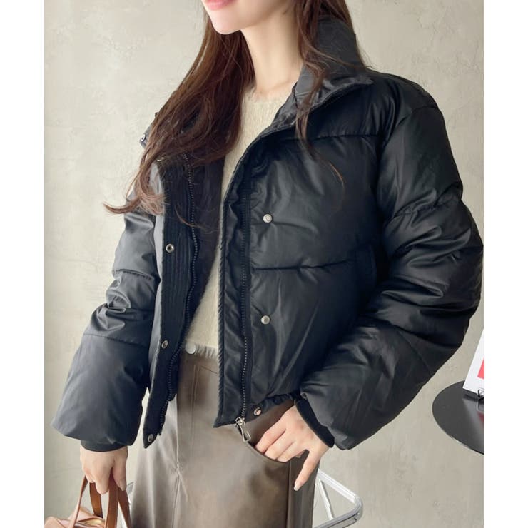 レザーライク 中綿 ショート ダウンジャケット[品番：ORGW0009221