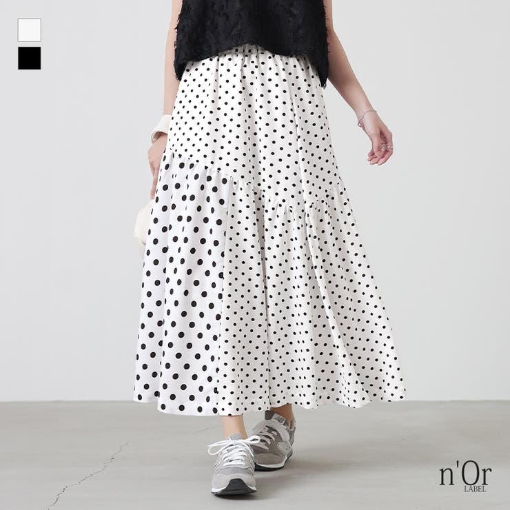 n'OrLABELドット柄切り替えスカート[品番：MITW0017312]｜osharewalker