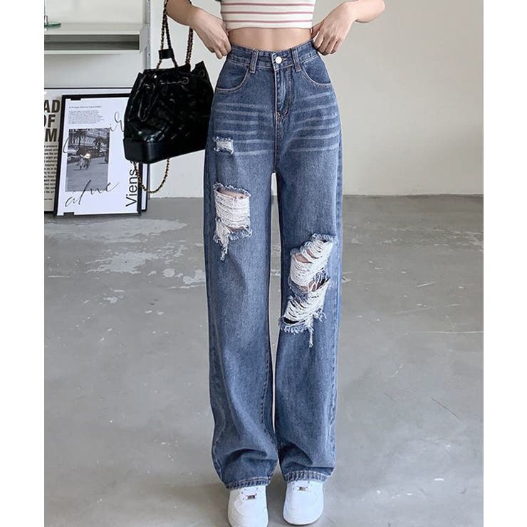 ダメージデニムパンツ クラッシュジーンズ[品番：AGCW0004393