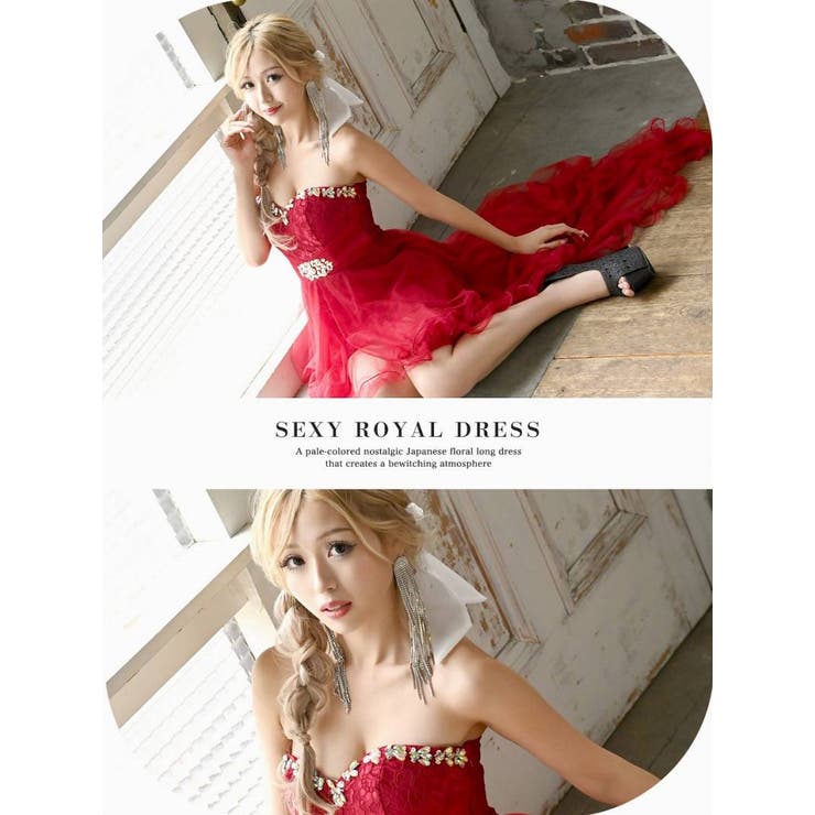 キャバドレス ロング レッドドレス[品番：RV000006060]｜Ryuyu