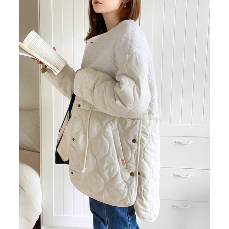 JAVAフード付きボア切り替えアイボリー XL S11560888 - ジャケット