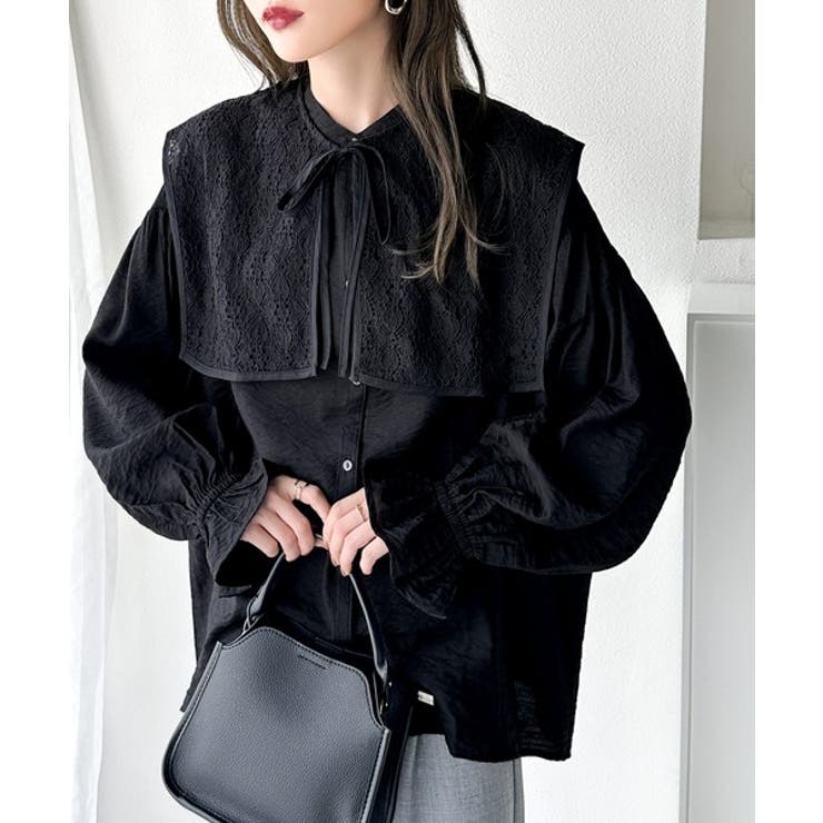 取り外し可能なビッグレース衿3wayキャンディスリーブブラウス[品番