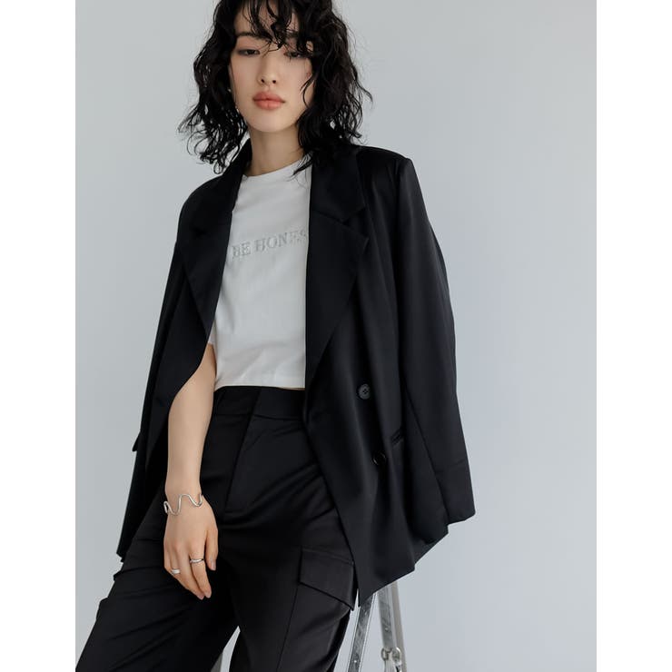 サテンダブルテーラードジャケット[品番：GS000022035]｜Re:EDIT