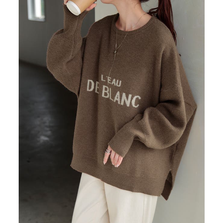 ニット レディース トップス セーター ロゴ ロゴニット クルーネック