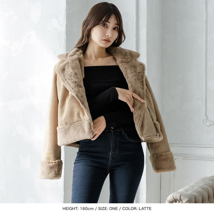 フェイクムートンライダースジャケット [22617 ショートコート[品番