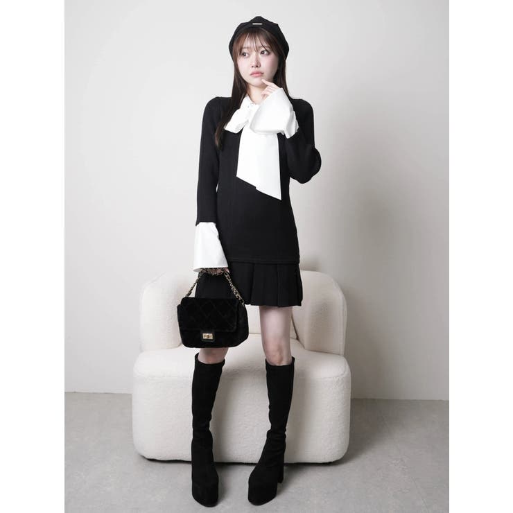 フロントZIPニットプリーツワンピース[品番：LINW0002735]｜LIPSERVICE