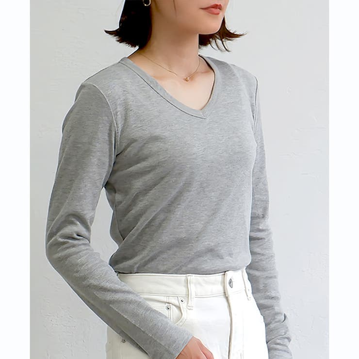 スムース】長袖VネックTシャツ[品番：LOSW0000104]｜CLOTHY（クロシィ