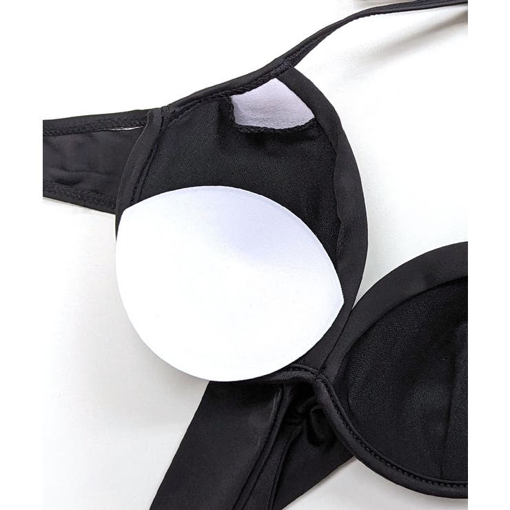 3点セット] クロスデザインホルターネックセパレート水着 バックリボン