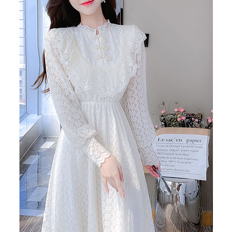 レースワンピース レディース ミディ丈ワンピース[品番：KH000014911