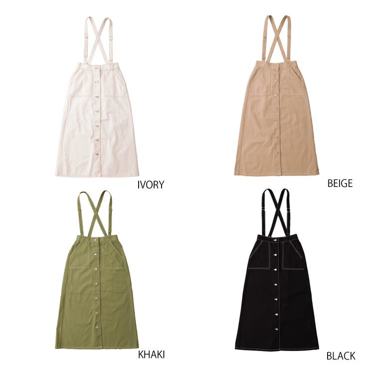 配色ステッチジャンパースカート[品番：SPRW0007462]｜SpRay（スプレイ