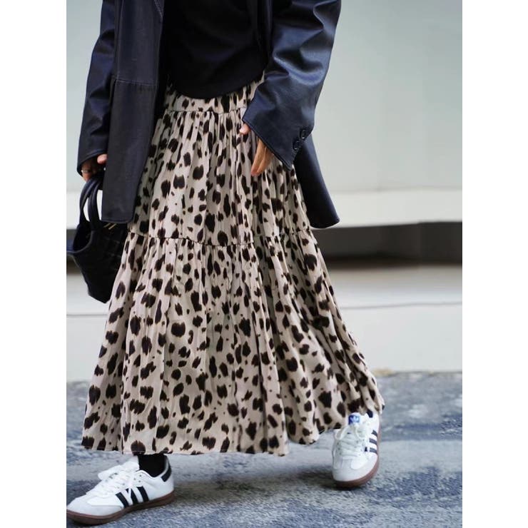 ヒョウ柄ティアードロングスカート[品番：SPRW0009611]｜SpRay